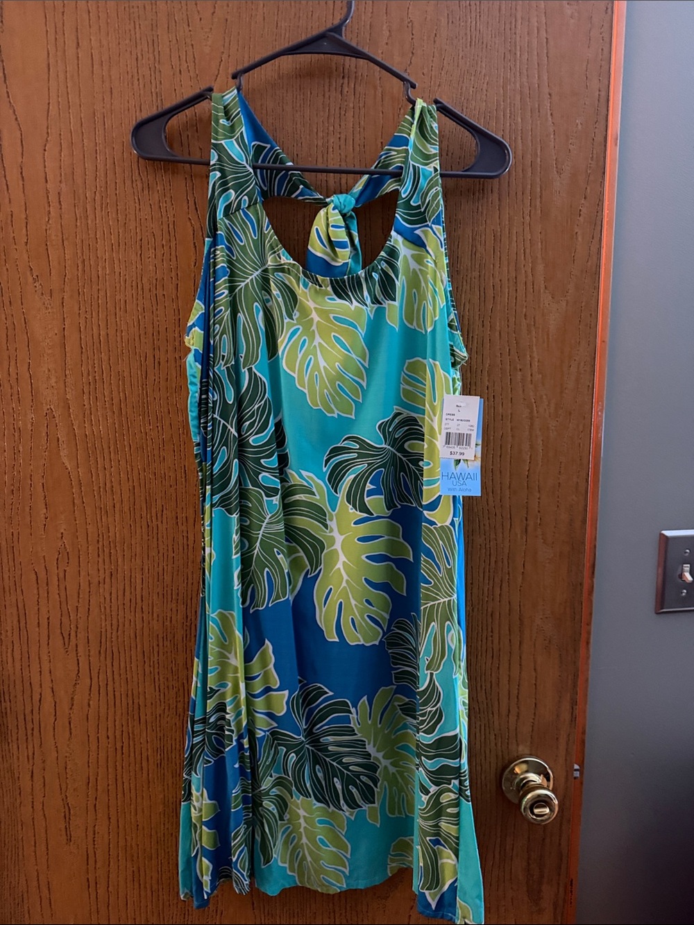 Hawaii Collection Green & Teal Tropical Tie-Back Sundress